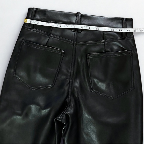 Good American Black Faux Leather Pants Size 8/29 Straight Leg 90s - Picture 5 of 10